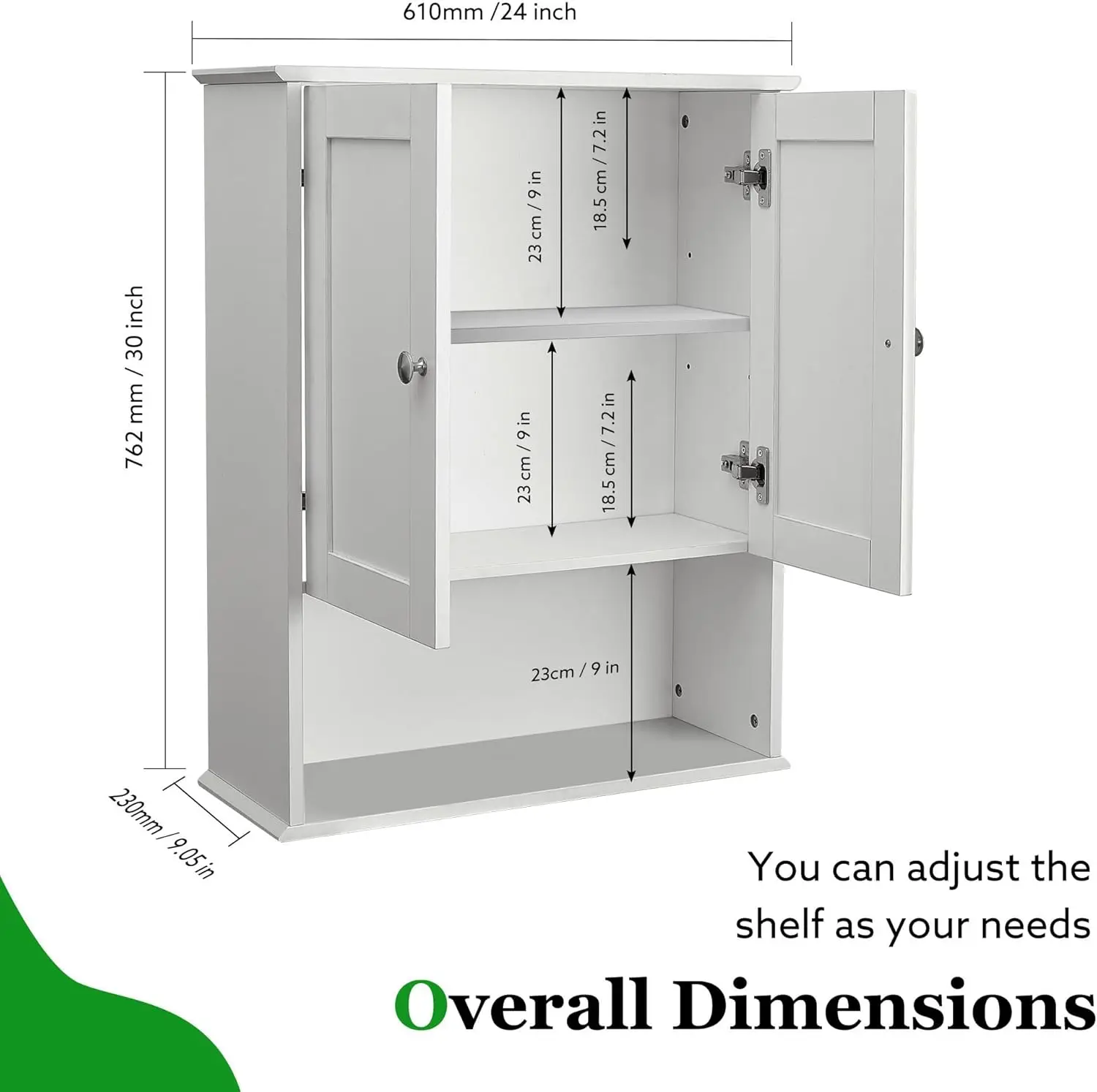 Bathroom Cabinet Wall Mounted Over Toilet Storage Cabinet, 24X30 Inch Wooden White Bathroom Wall Cabinet Above Toilet Storage