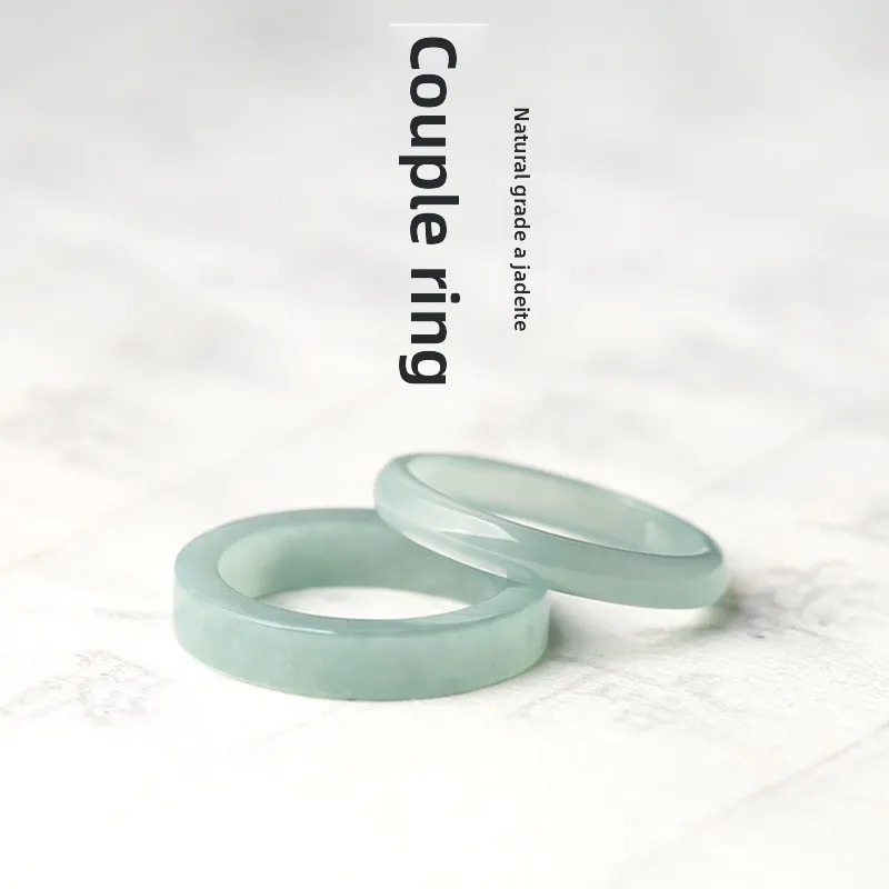 Anillo de Jade Natural Azul Claro para Hombre, Regalo para Mujer, Anillo de Pareja, Joyería Cuadrada de Jadeíta