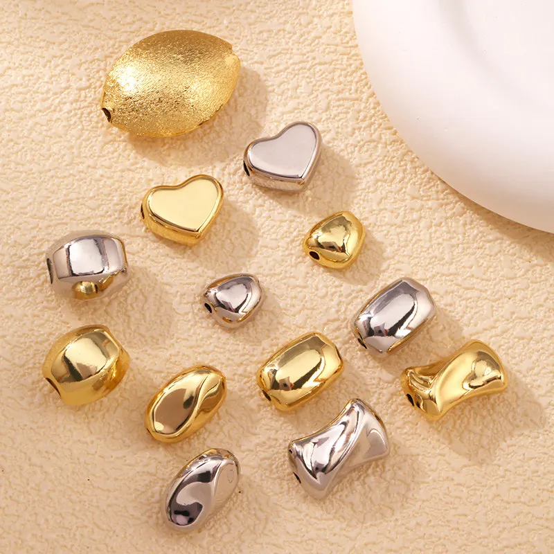 Classic Heart Geometric Spacer Beads Flat Beads Gold Plated Jewelry Making Supplies for Bracelet Necklace Findings Supplies T14