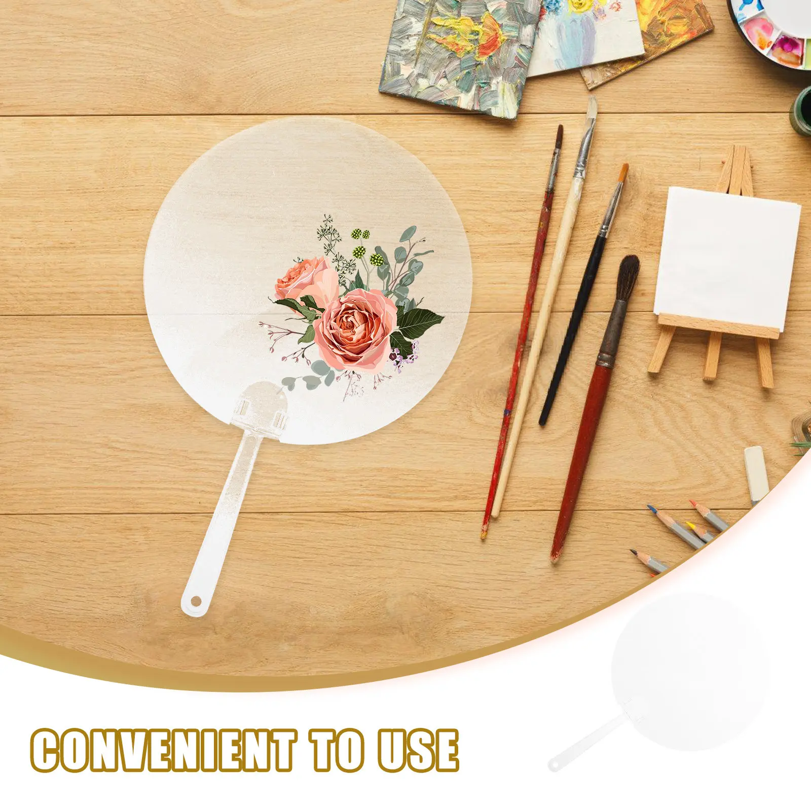 10Pcs Round Transparent DIY Hand Fans Blank Painting Fan Multi-Functional Lightweight Graffiti Fan Stage Performance
