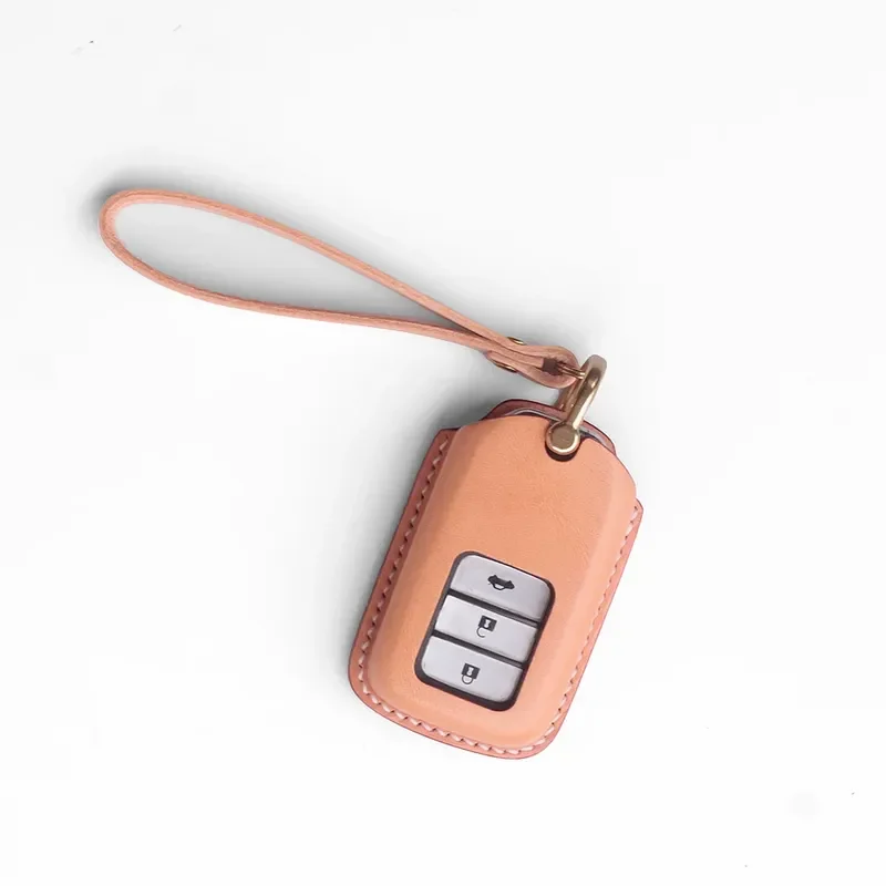 for Honda Accord Odyssey CRV XRV Handmade Leather Key Case Minimalist Original Car Key Cover Holder view 4