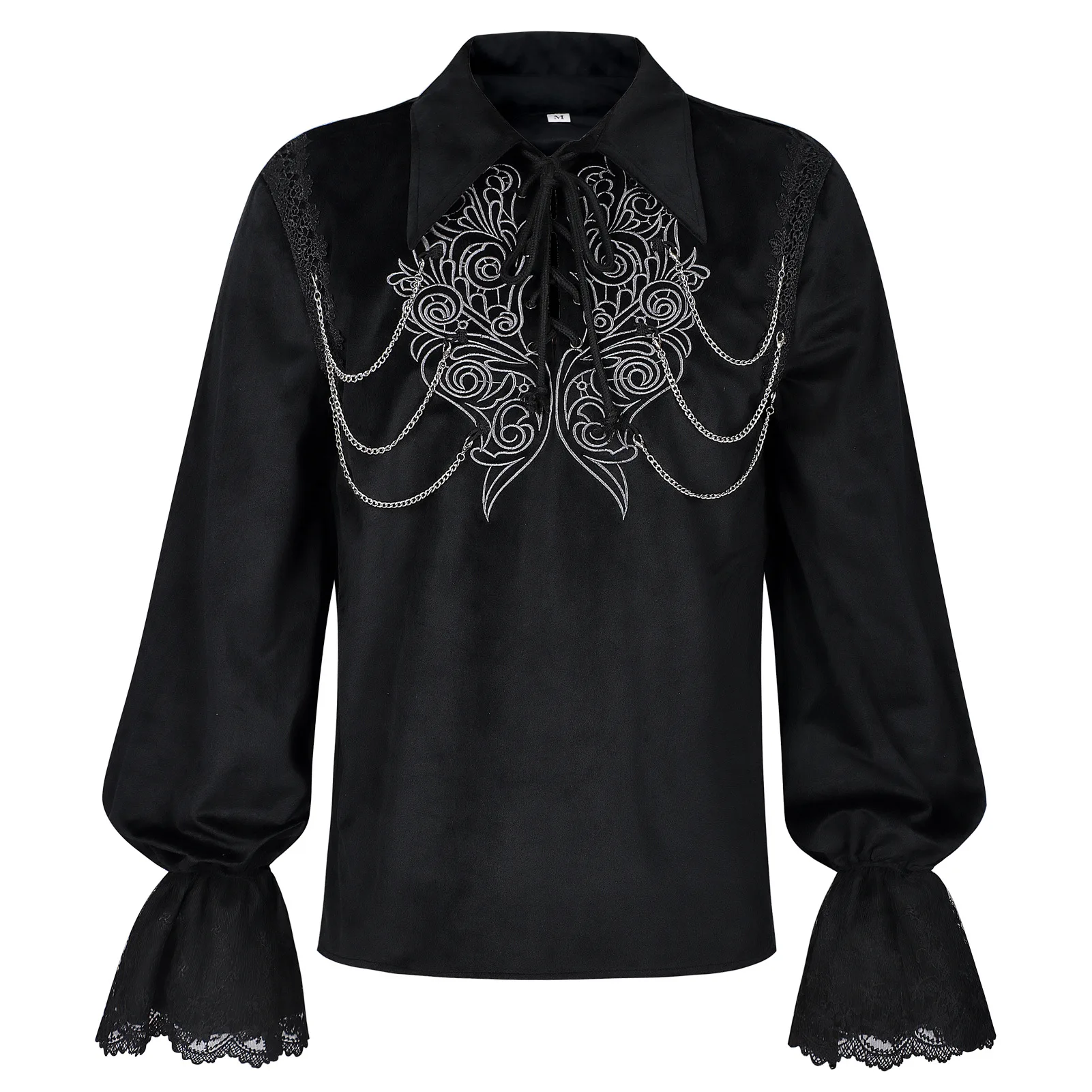 

Men's Dark Punk Vampire Shirt - Gothic Ruffled Cosplay Costume Stage Wear