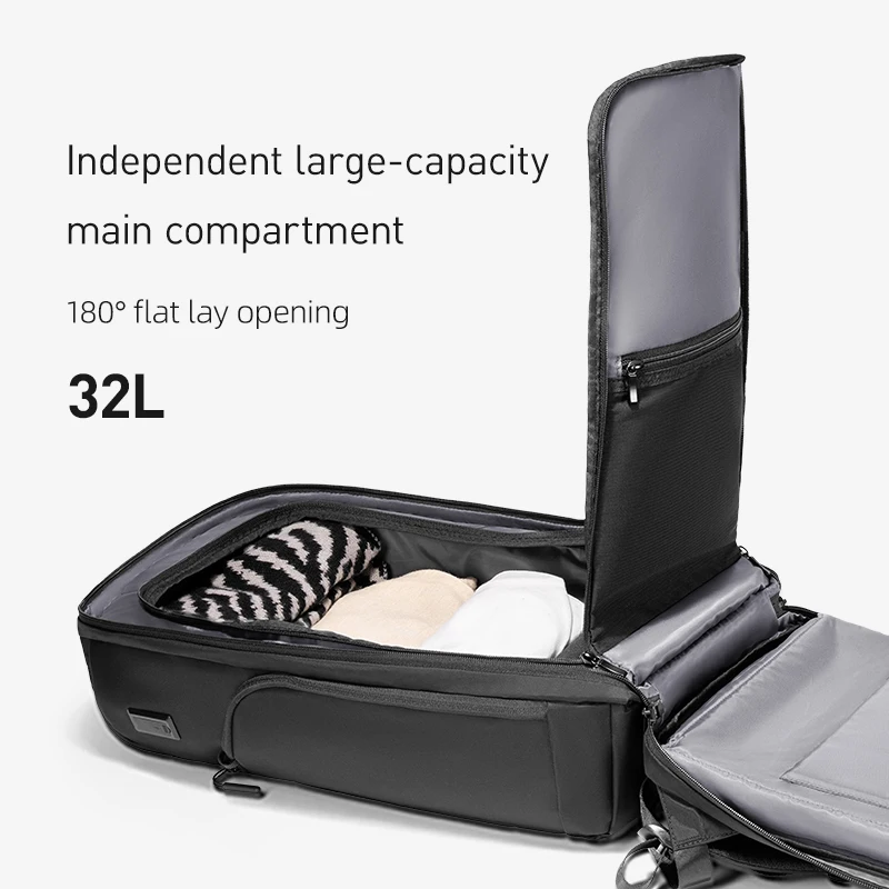 MARK RYDEN Men‘s Business Work Laptop Bag 180° Travel Backpack with USB Charging Port Waterproof Material