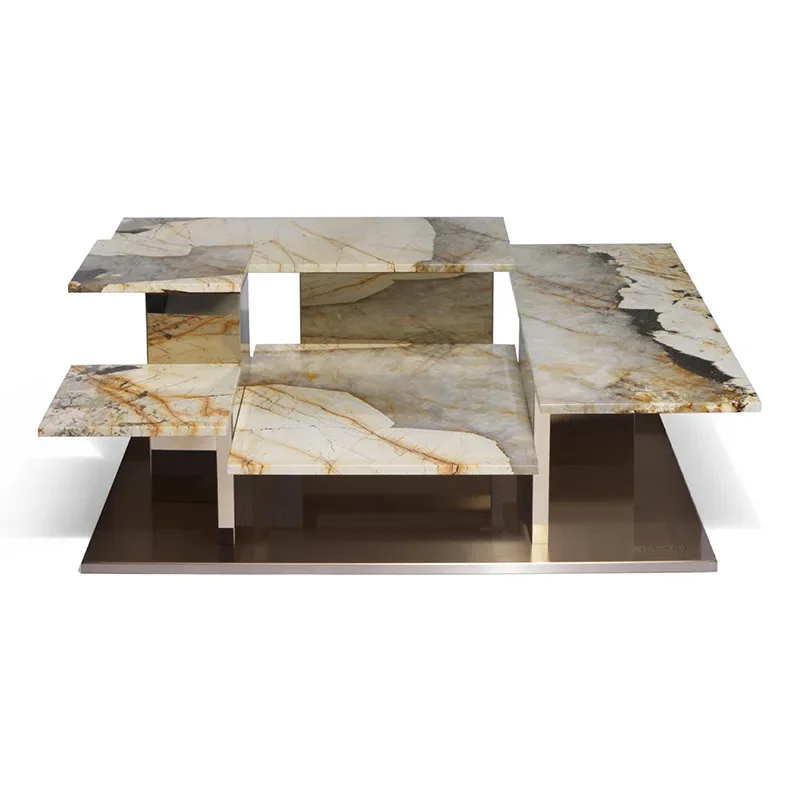 

Italian light luxury square coffee table villa mansion Pandora luxury stone tea table marble tea table