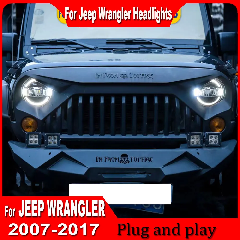 

Автомобиль для Jeep Wrangler, фара 2007-2017, DRL, указатель поворота, ближний свет, линза проектора, светодиодные фары в сборе, аксессуары
