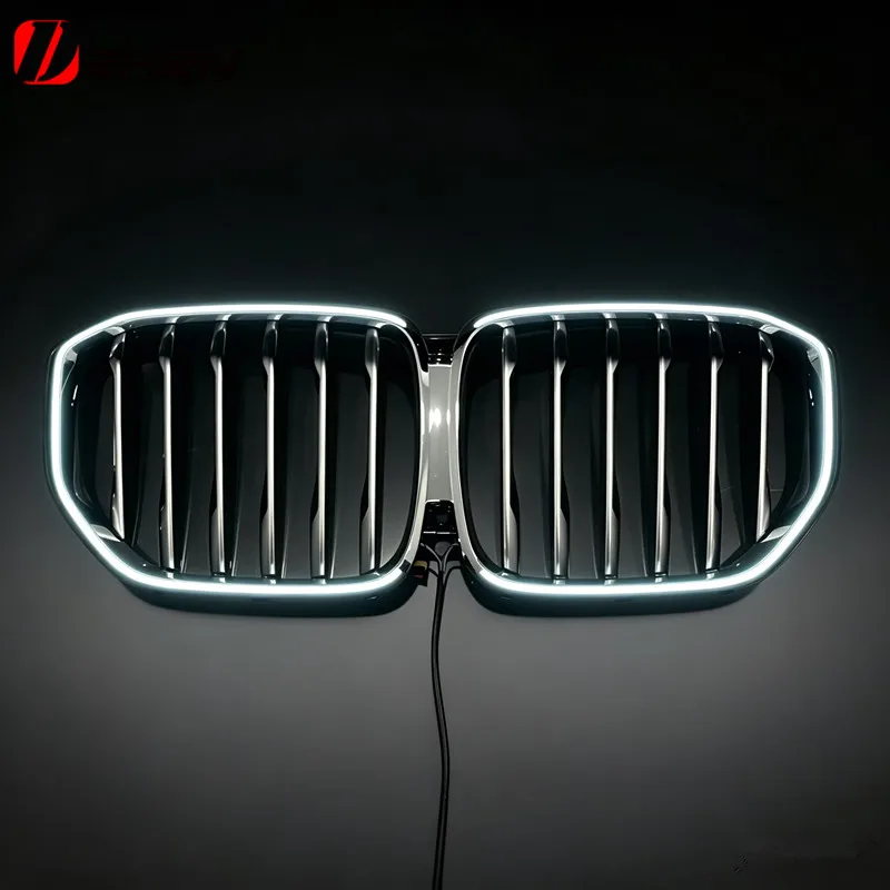 Car LED Front Grille For BMW X5 G05 LCI 2019-2026 X5M  Replacement Glossy Silver Luminous Racing Grill Light Accessories