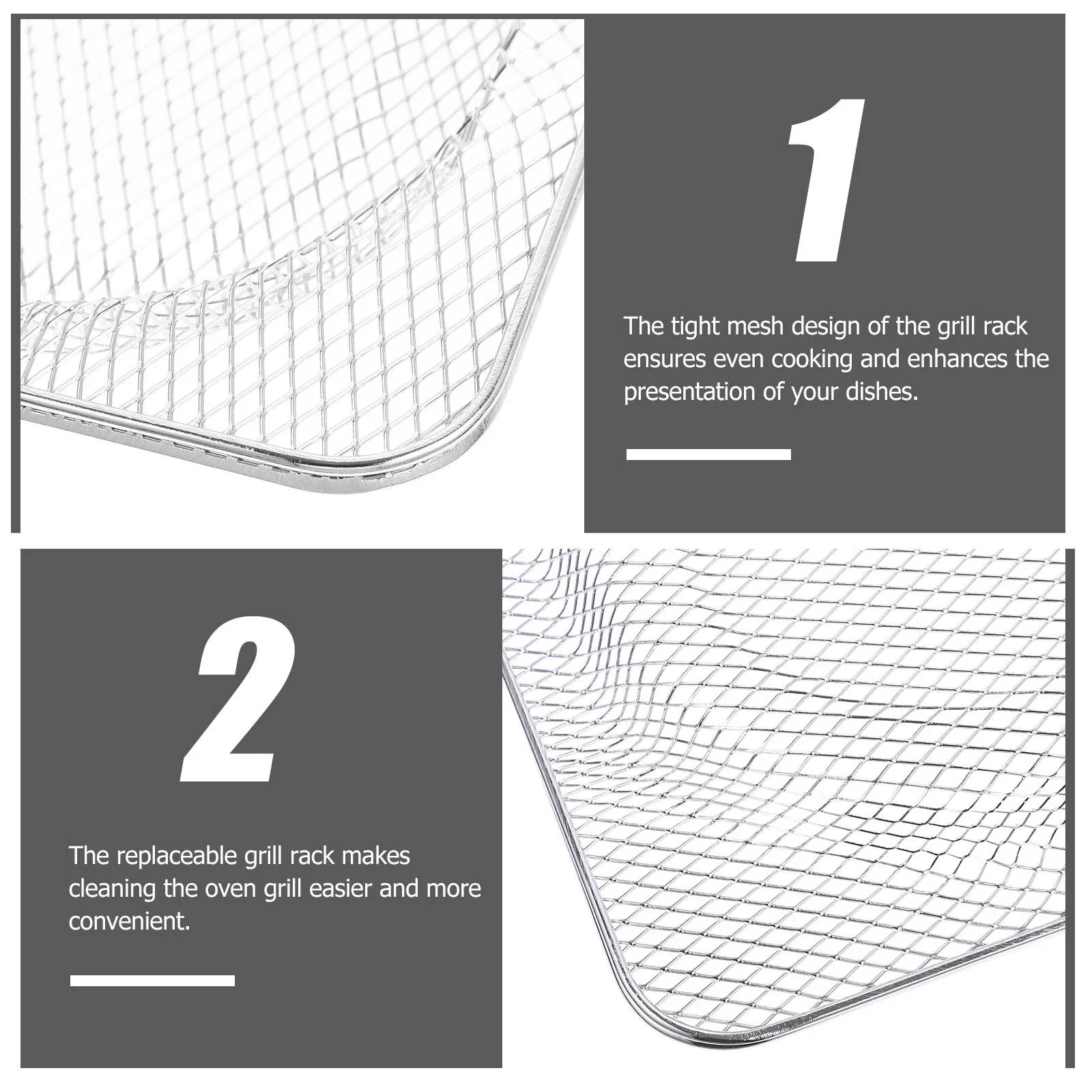 

Stainless Steel Air Fryer Basket Replacement Grill Rack Oven Tray Fry Basket Mesh Crisper Tray for Healthy Cooking Drain Oil