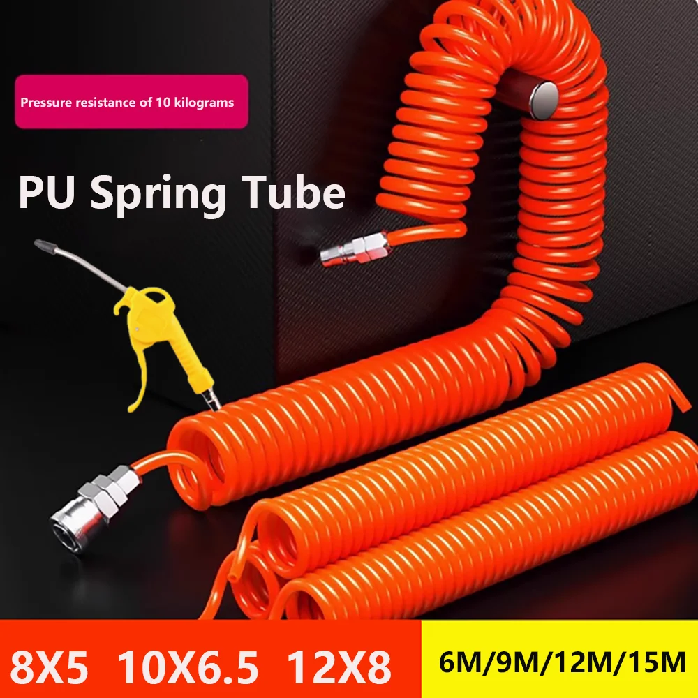 Air Compressor Tool Hose 8 x 5mm/10X6.5mm/128mm Red PU Spring Tube Air Pressure Hose pneumatic Tool Compressor Hose Spiral Hose