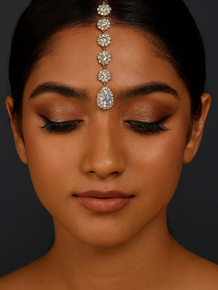Stonefans-cadena Vintage en forma de lágrima para la frente, joyería india Maang Tikka, horquilla exquisita, joyería para el cabello con diamantes de imitación bohemios para boda
