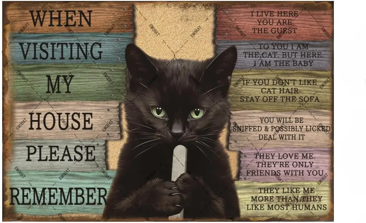Cat Metal Tin Sign Cat Lover Women When Visiting My House Please Remember Cats Themed Lovers Wall Art Retro Decor for Room  sign