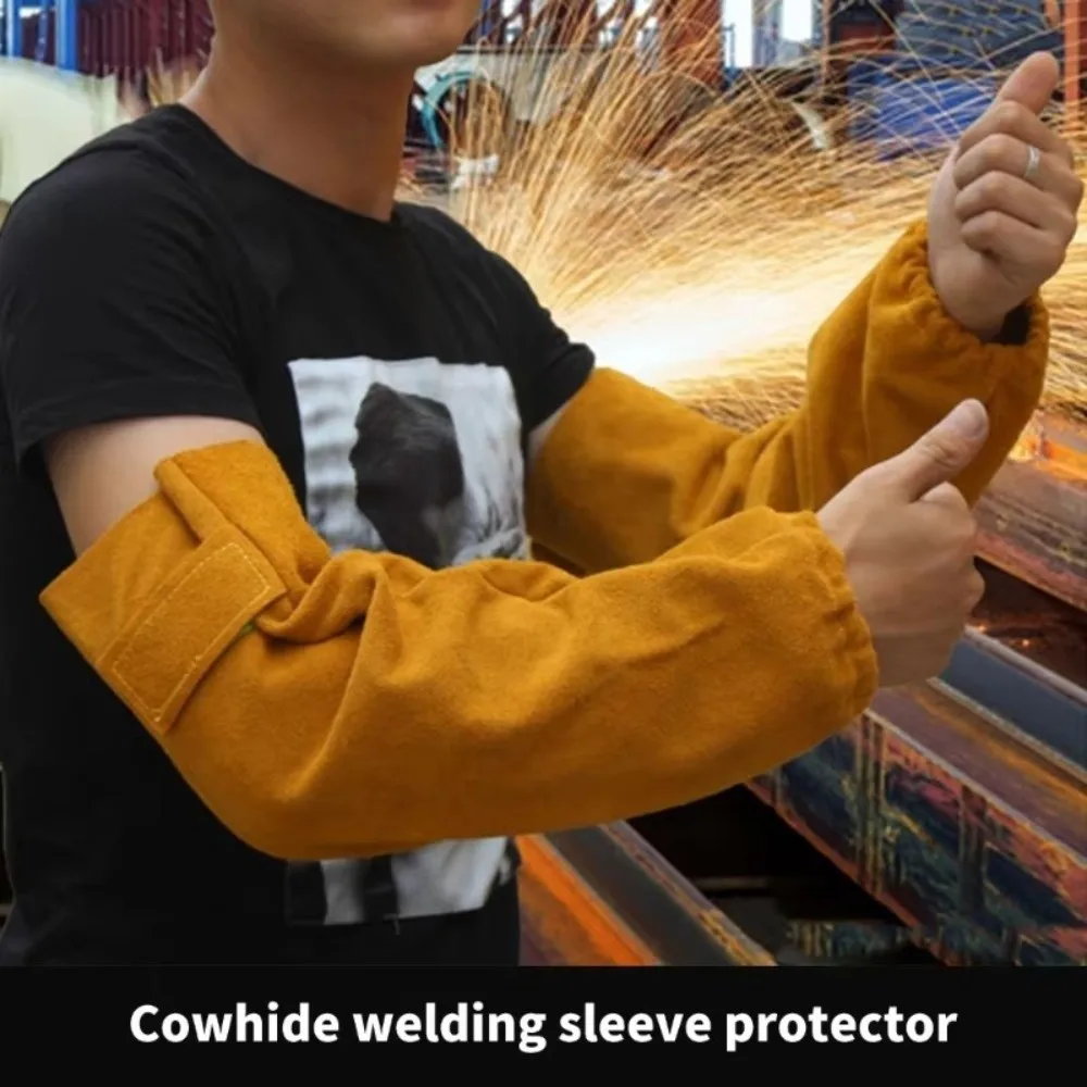 

Breathable Leather Welding Arm Guards Cut Resistance High Heat Resistance Welding Arm Sleeves Abrasion Resistant