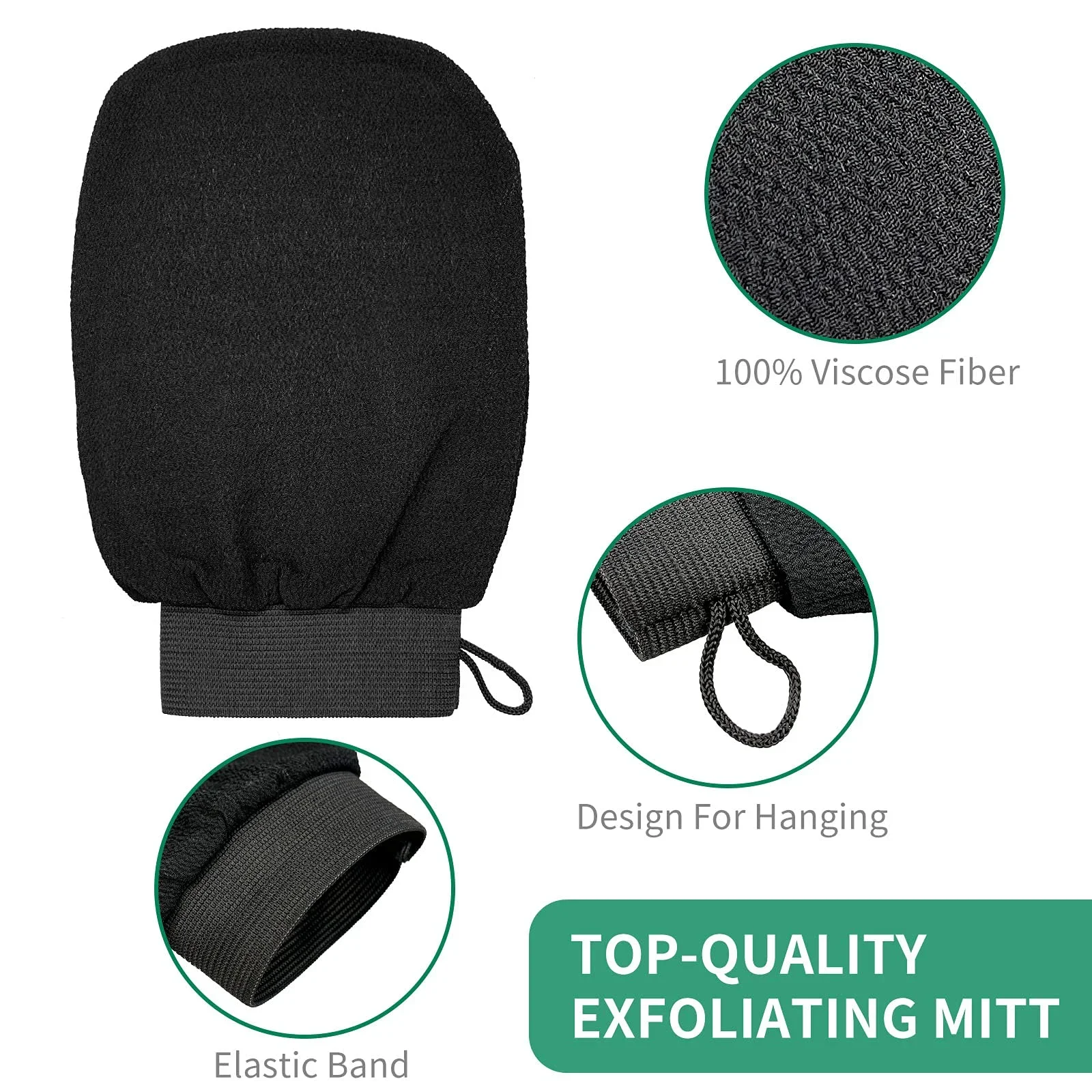 1pc Deep Exfoliating Mitt - 100% Viscose Fiber Scrub Glove for Cleaning Skin and Sloughing Off Dead Skin and Dirt