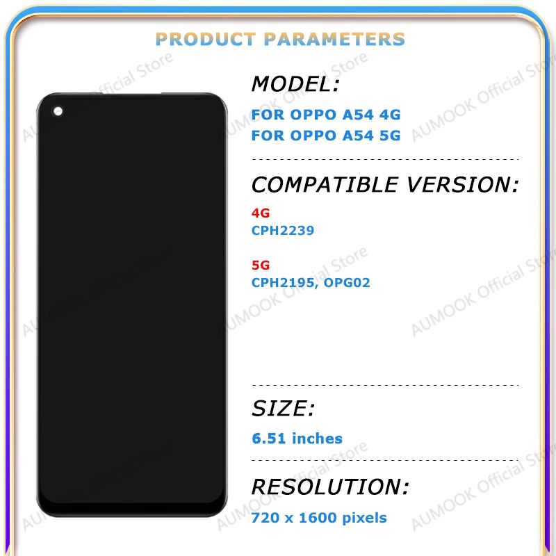 Pantalla IPS LCD para Oppo A54 4G 5G CPH2239 CPH2195 OPG02 con táctil y digitizador con marco, reemplazo de pantalla 2