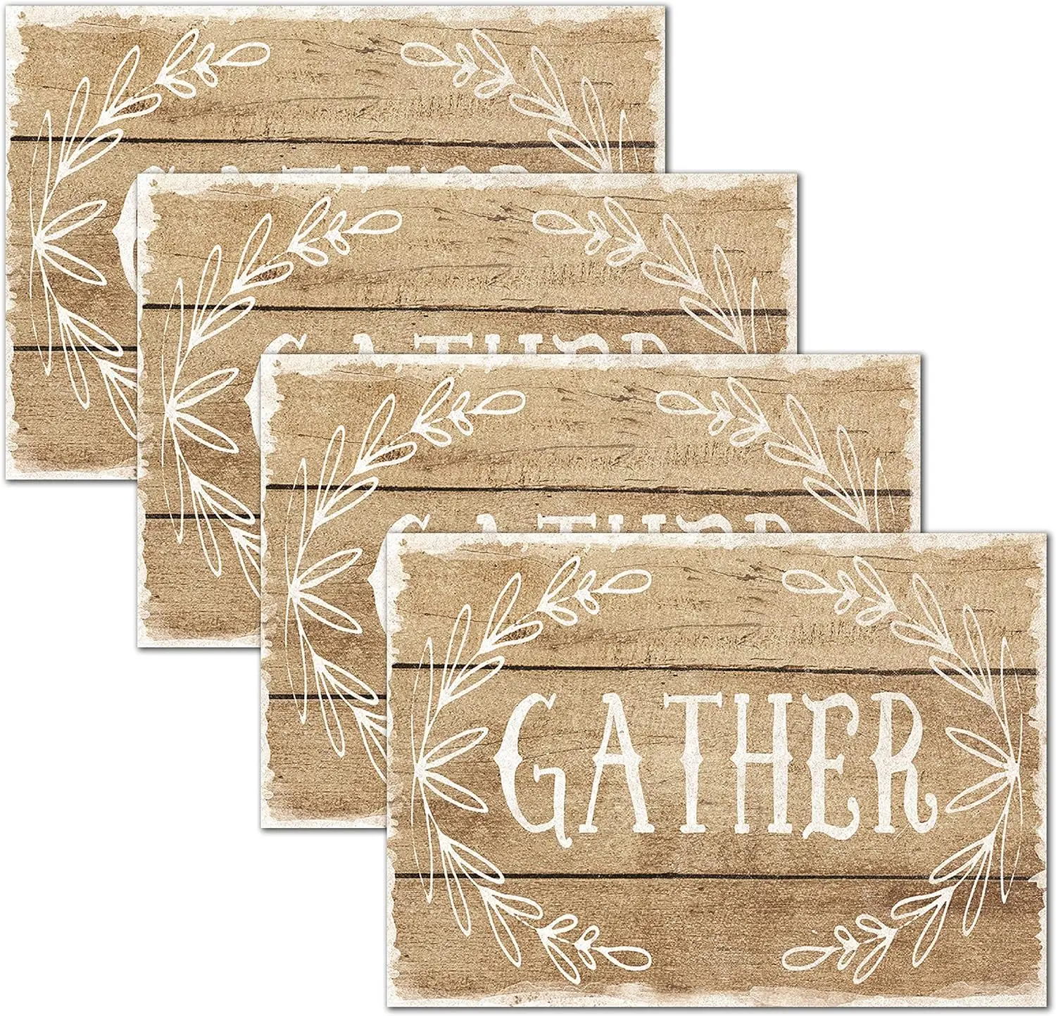 Gather Wood Design Living Set of 4 Placemats Washable Decorate Your Kitchen Table with Our 12x18in Rectangle Pad Placemat