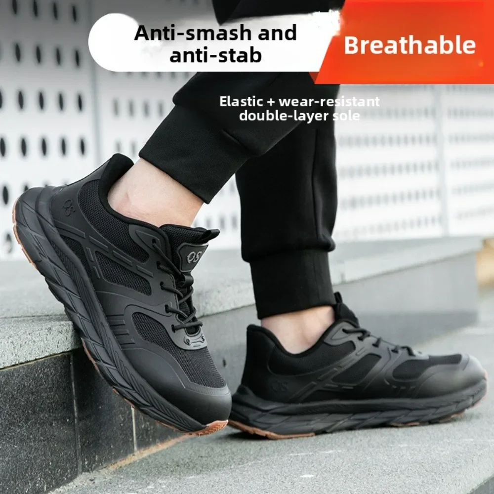 Summer Safety Shoes Men Anti Smash Puncture Proof Slip Resistant Anti Odor Breathable Wear Resistant Steel Toe Work Boots