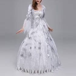 Halloween Wedding Dress Costume Zombie Bride Cosplay Dress Ghost Bride Cosplay White Wedding Costumes Long Dress