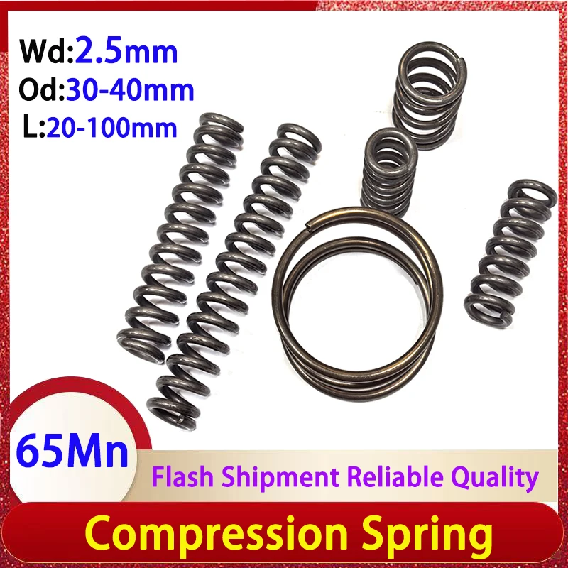 

Wire diameter 2.5mm 65Mn Strong Spring Steel Compression Spring Pressure Return Spring Shock Absorber Spring OD:30-40mm