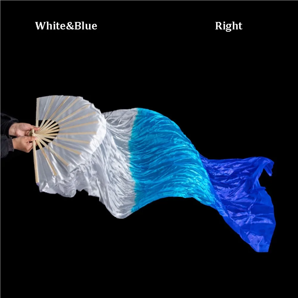 Gradient Color Belly Dancing Fan Multicolors Practice Dancer Tool Long Imitation Fan 1.5m Rayon Silk Fans Square Dancing