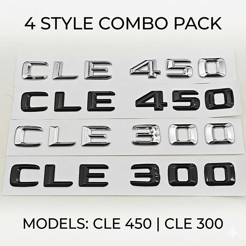 3D CLE450 CLE300 Rear Trunk Letters Badge Emblem For Benz CLE Class Gloss Black Chrome Car Logo Sticker Styling Accessories