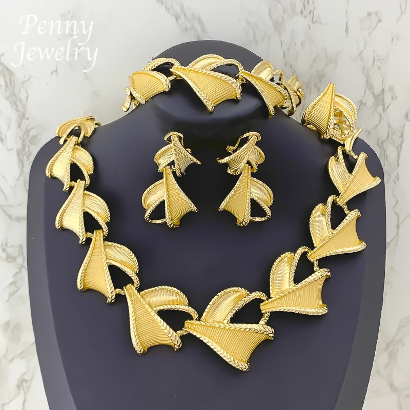 Irregular Geometric Exaggerated Chunky Choker Jewelry Set for Women Necklace Earrings Bracelet Ring Bridal Wedding Party Gifts