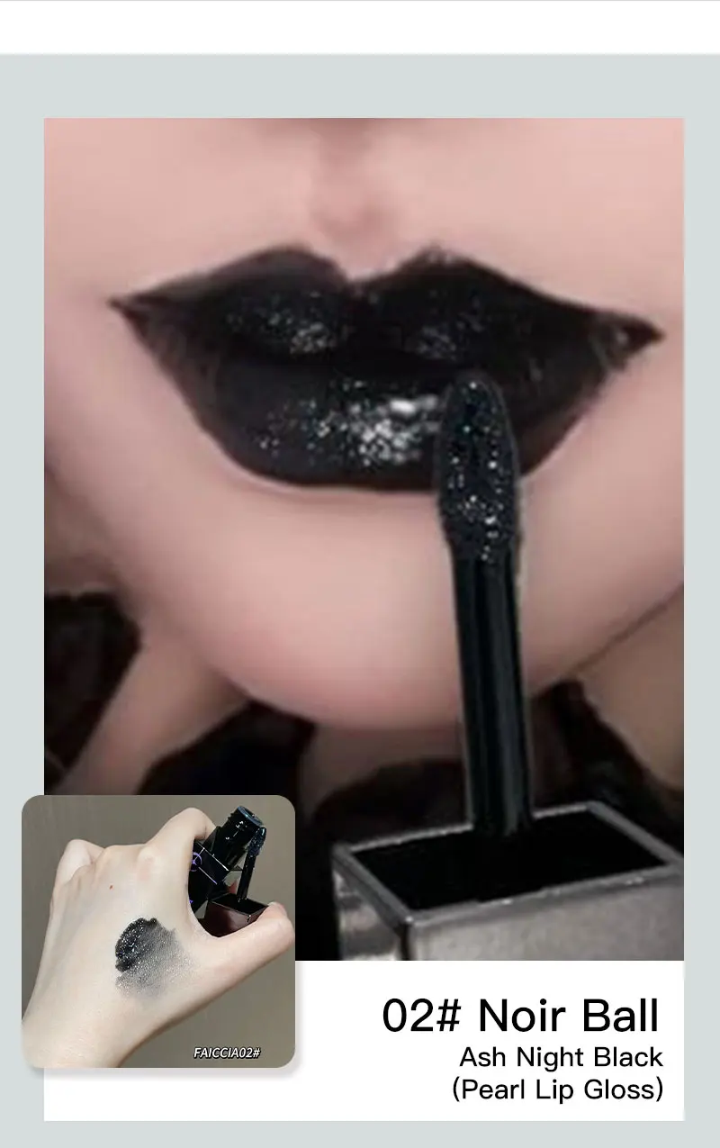 Gothic Matte Black Liquid Lipstick Moisturizer Long-Lasting Punk Blue Green Sparkling Pearl Lip Gloss Halloween Lip Glaze Makeup