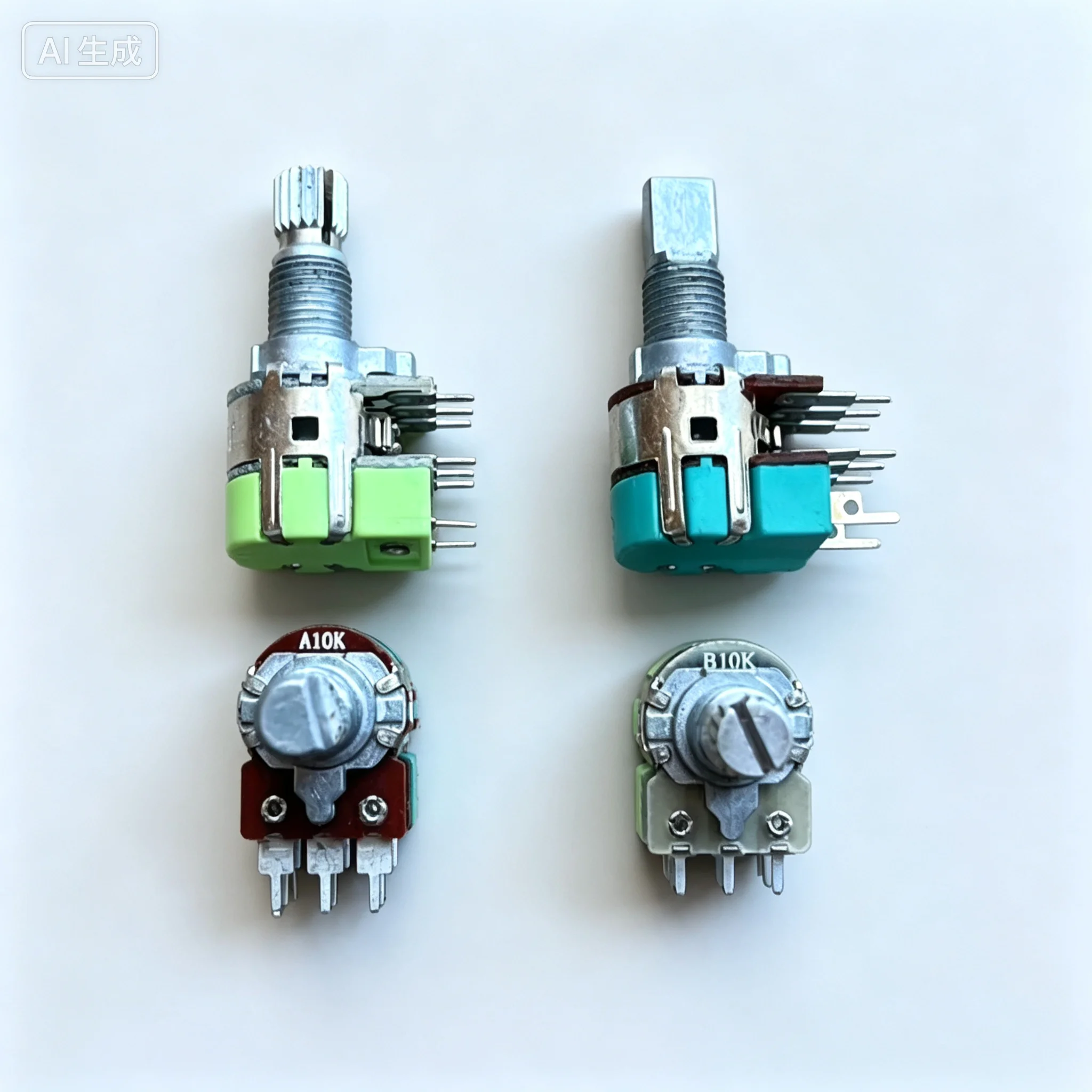 10pcs  for 12 Type Dual 6 Pin Potentiometer With Switch A10K B10K Amplifier Volume Knob Shaft 15MM