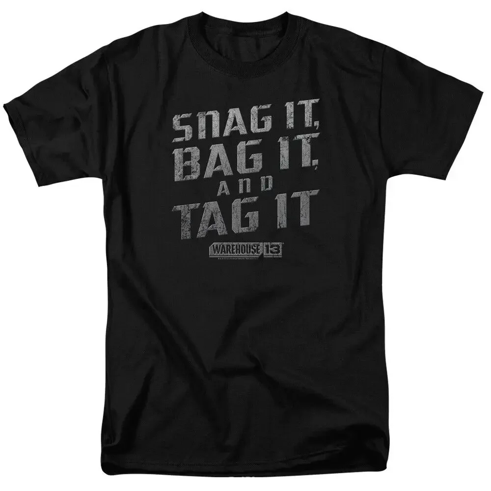 تي شيرت Warehouse 13 Snag It مرخص للخيال العلمي برنامج تلفزيوني كلاسيكي للكبار أسود جديد