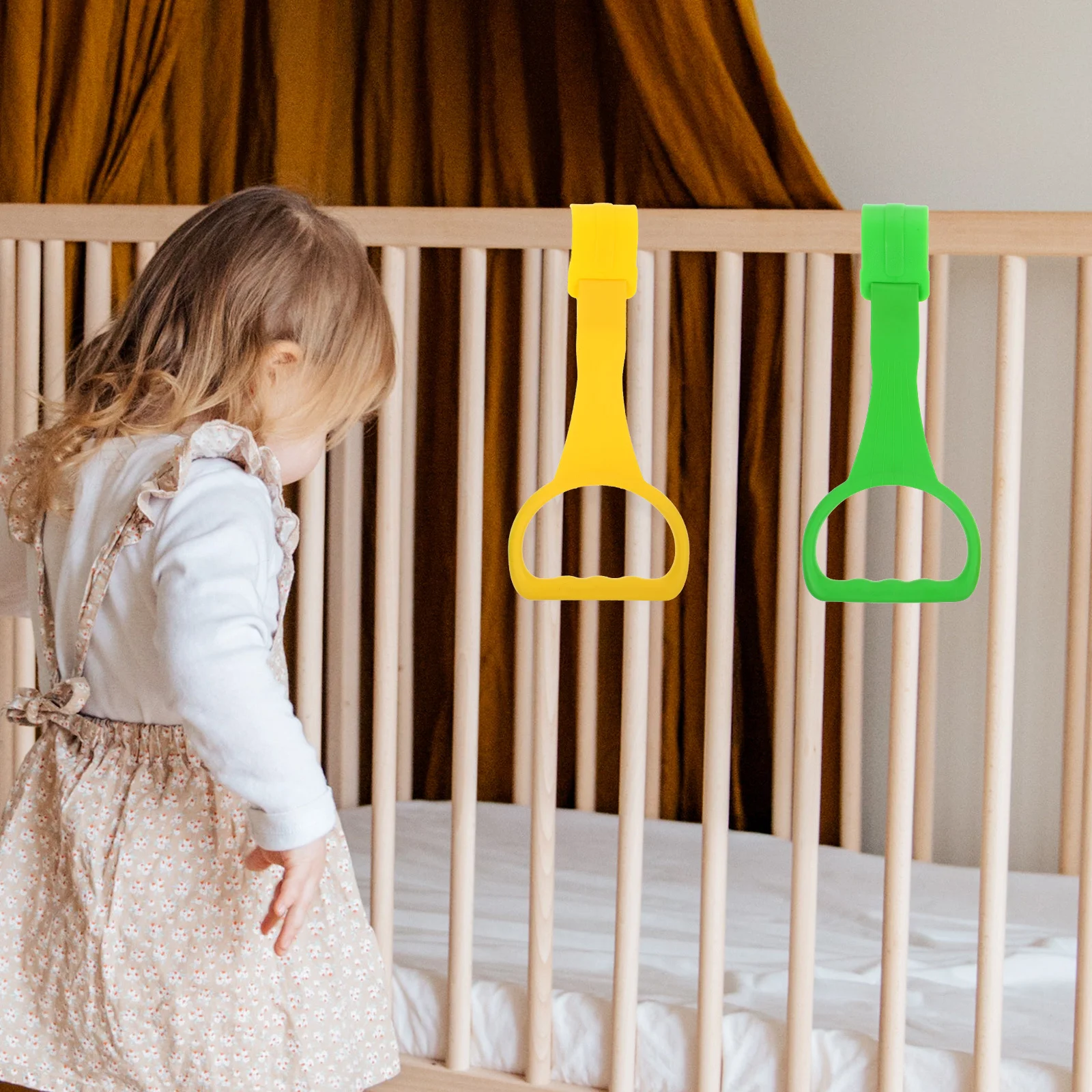 4Pcs Baby Stand Up Rings Crib Pull Rings Safe Durable Tools Infants Toddler Hand Pull Ring