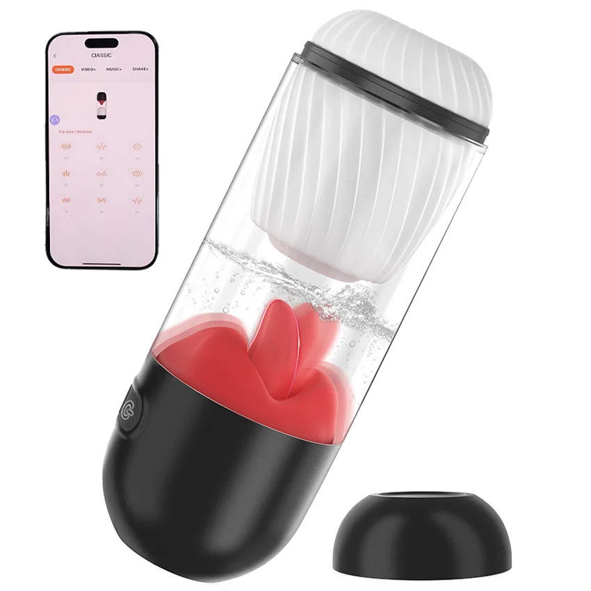 Tongue Pussy Combo Vibrating Licking Male Mastubration Toys Cup Automatic Electric Pocket Pussy Oral Sex Vagina Man Masterbrator