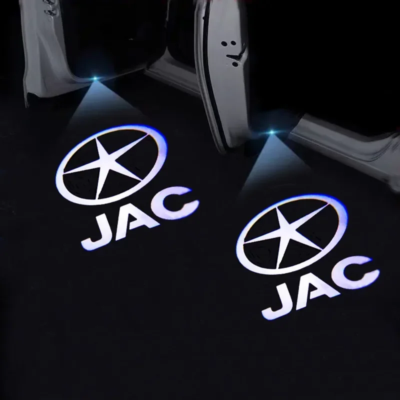 2pcs Car Door Welcome Lamp LED Project Ghost Logo Lights for JAC Badge S3 S5 A30 iEV4 A13RS RS M2 T6 A13 2013 2014 Accessories