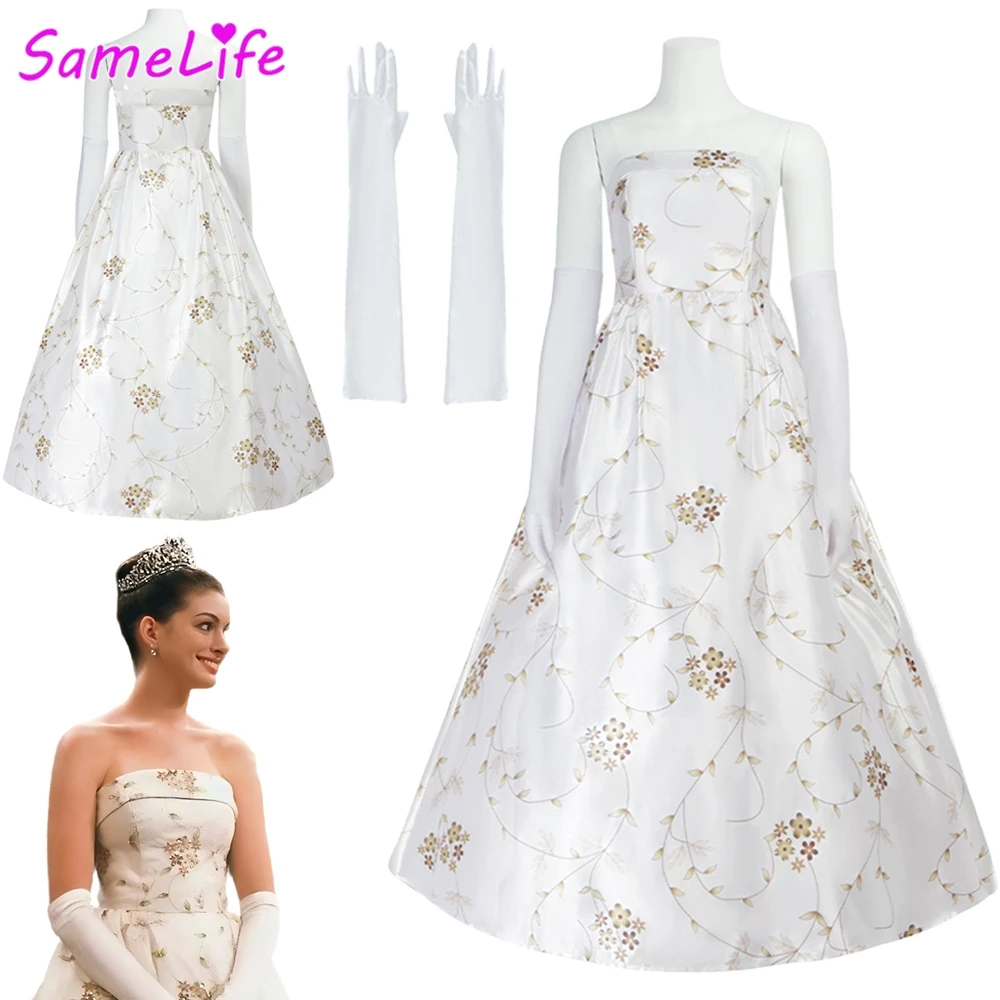 

Movie Diaries of Princess Mia Cosplay Fantasy Dress Clothing Women Costume Disguise Halloween Adult Female Roleplay Party Outfit