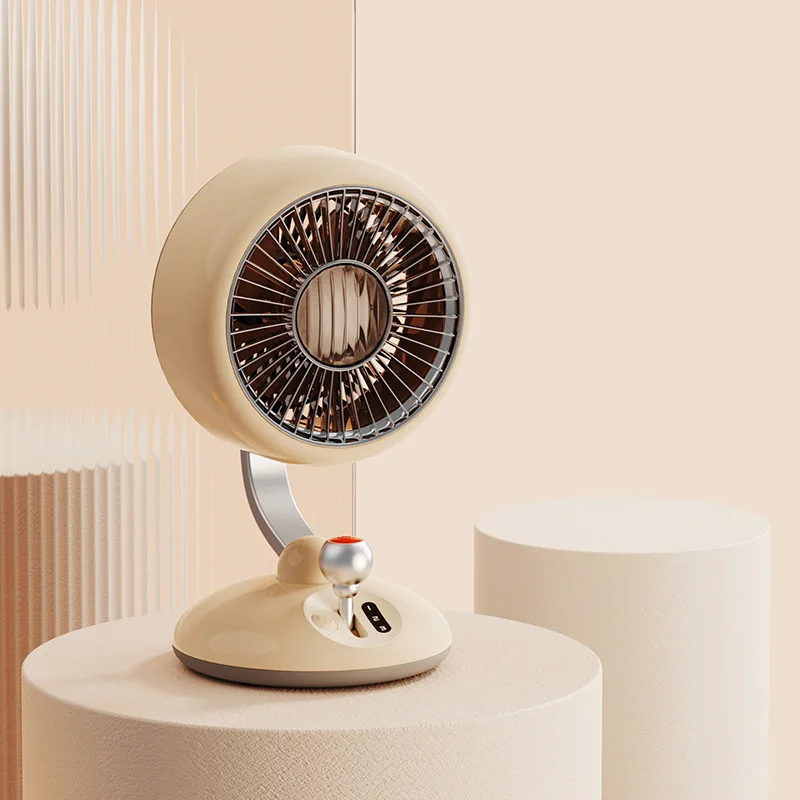 Retro kart knob desktop fan can rotate 120 ° + 60 ° pitch with night light creative desktop fan