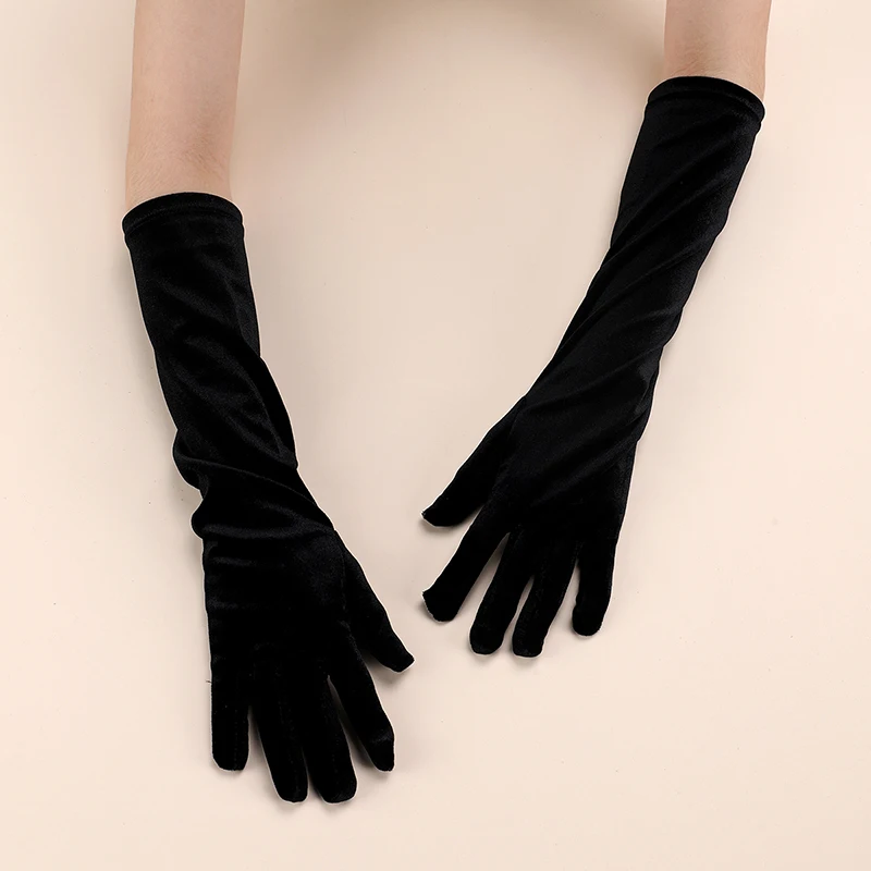 A pair of ElEGANT long bridal gloves suitable as accessories for women's weddings, holidays, and parties