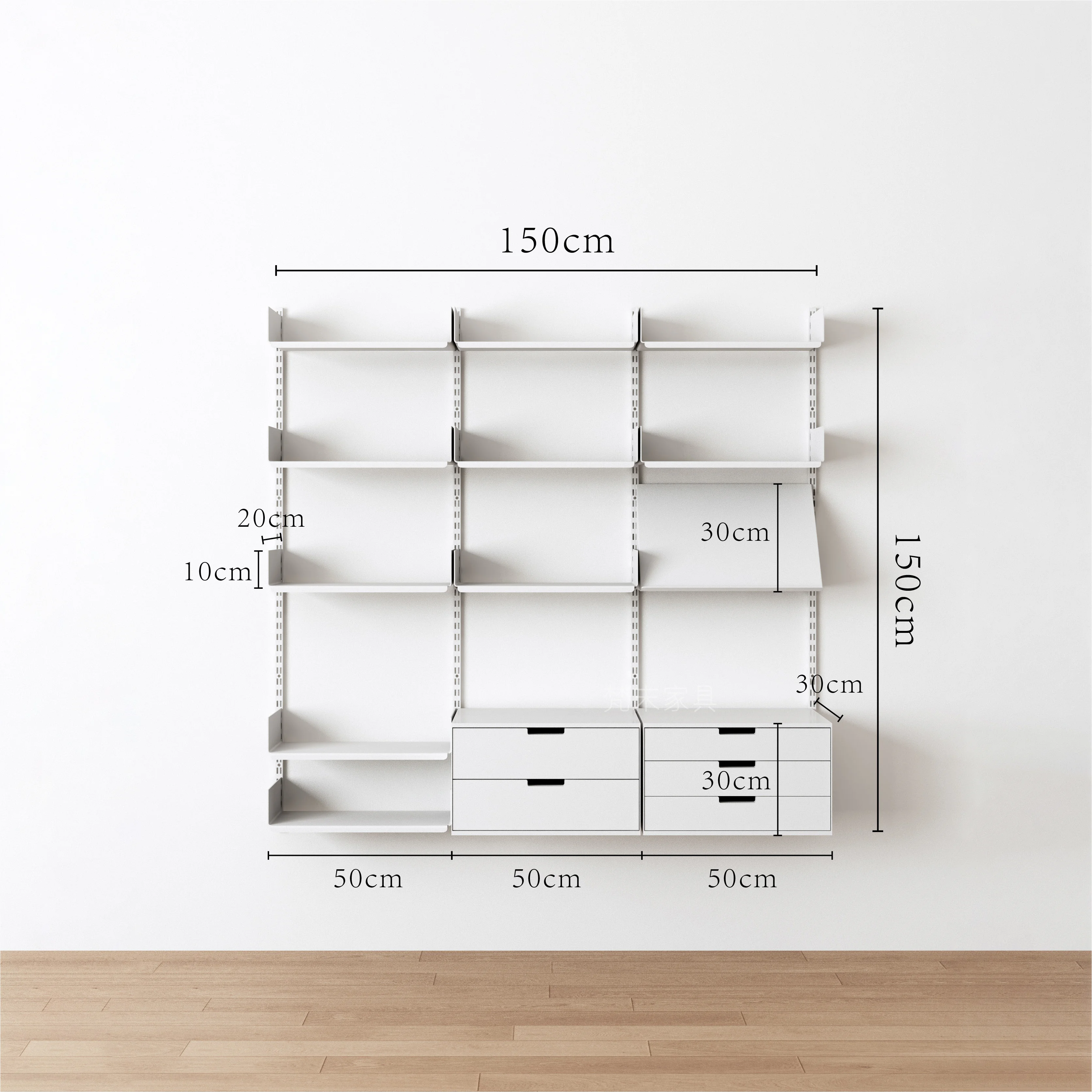 On wall track bookshelf, wall mounted bookshelf, living room wall shelf, wall mounted storage rack