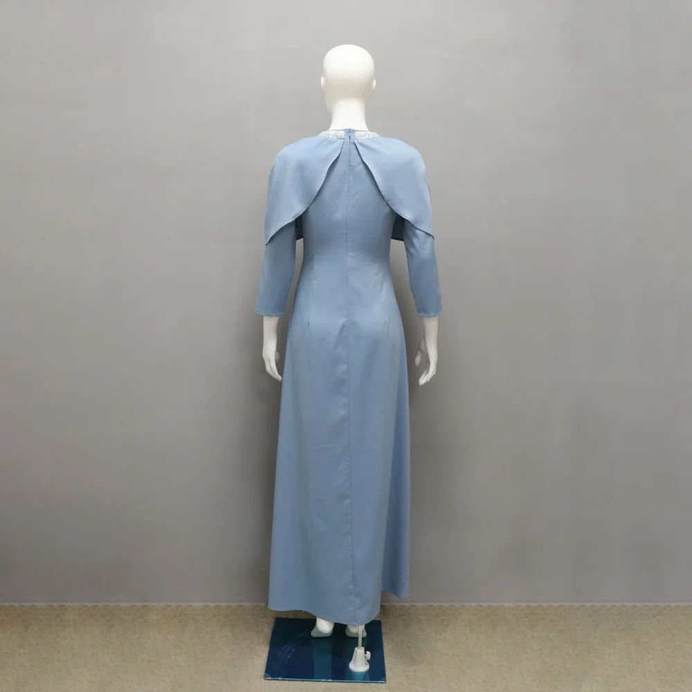 

Muslim Fashion Women's Abaya with Pearl Studded Diamond Strip Shawl Collar Long Skirt - Elegant And Stylish Women's Clothing