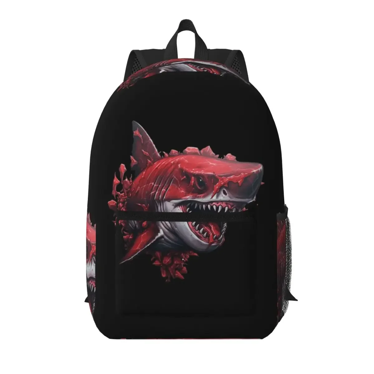 Great Shark Open Its Mouth Cartoon Student Backpack School Bag Hiking Travel Daypack for Boys Girls Bookbag Shoulder Bags