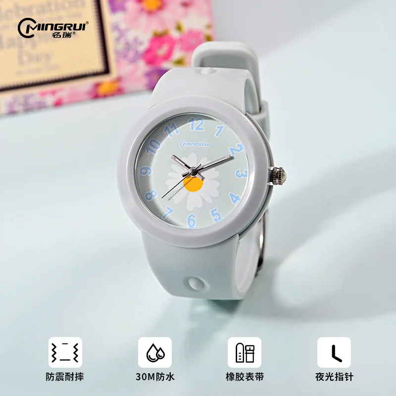Children's Brand Quartz Watch Silica Gel Strap Simple Daisy Dial Luminous Pointer Boy's Watch Girl's Leisure Sports Watches