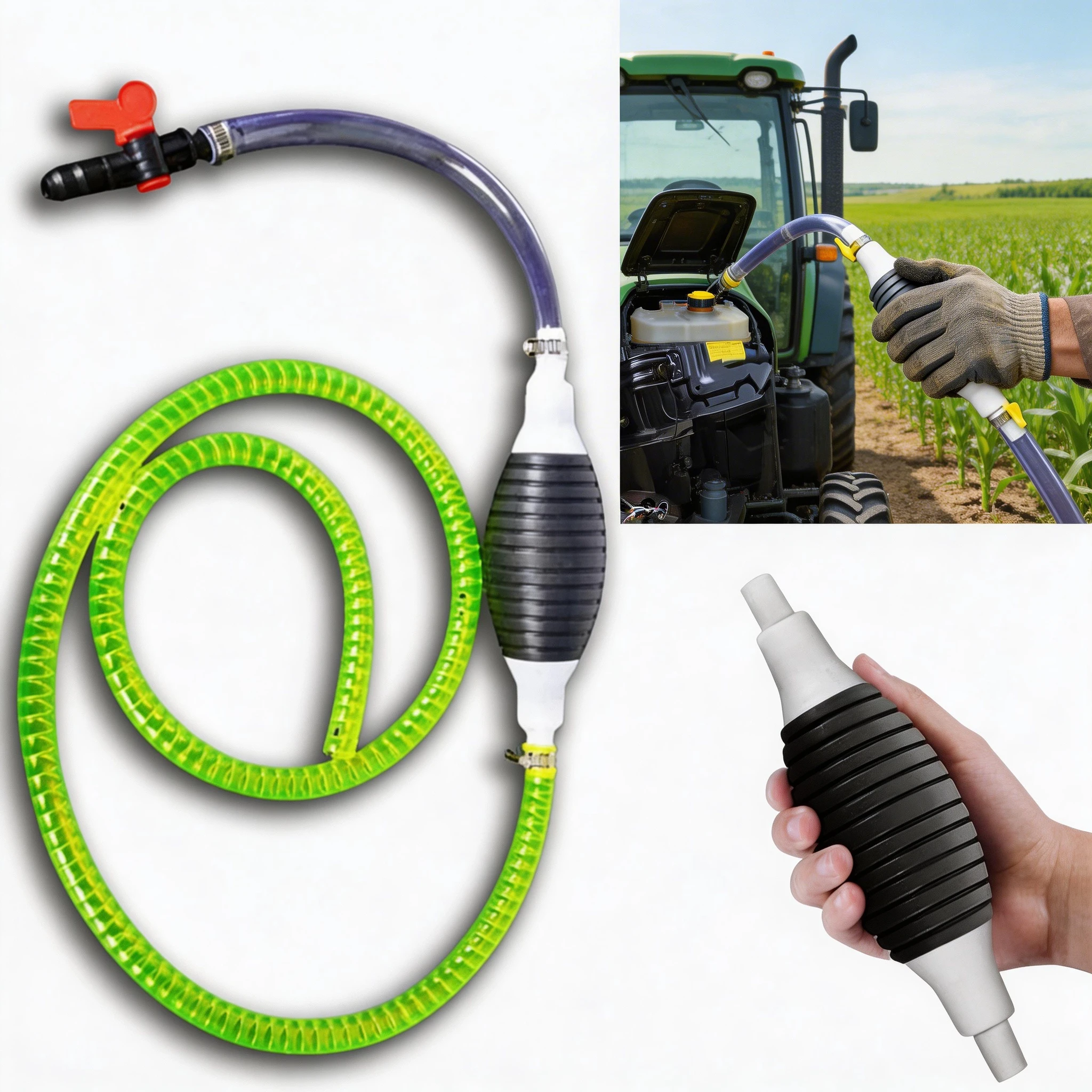 Hand Fuel Pump Kit 1/1.5M Suction Pipe Tool Durable Universal Manual Pump for Car Motorcycle Petrol Diesel Liquid Tuning