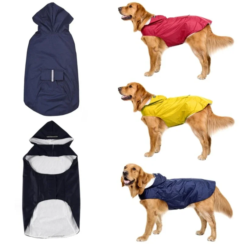 Dog Raincoat Waterproof Hoodie Jacket Rain Poncho Pet Rainwear Clothes with Reflective Stripe Outdoor Dogs Raincoat Accessories