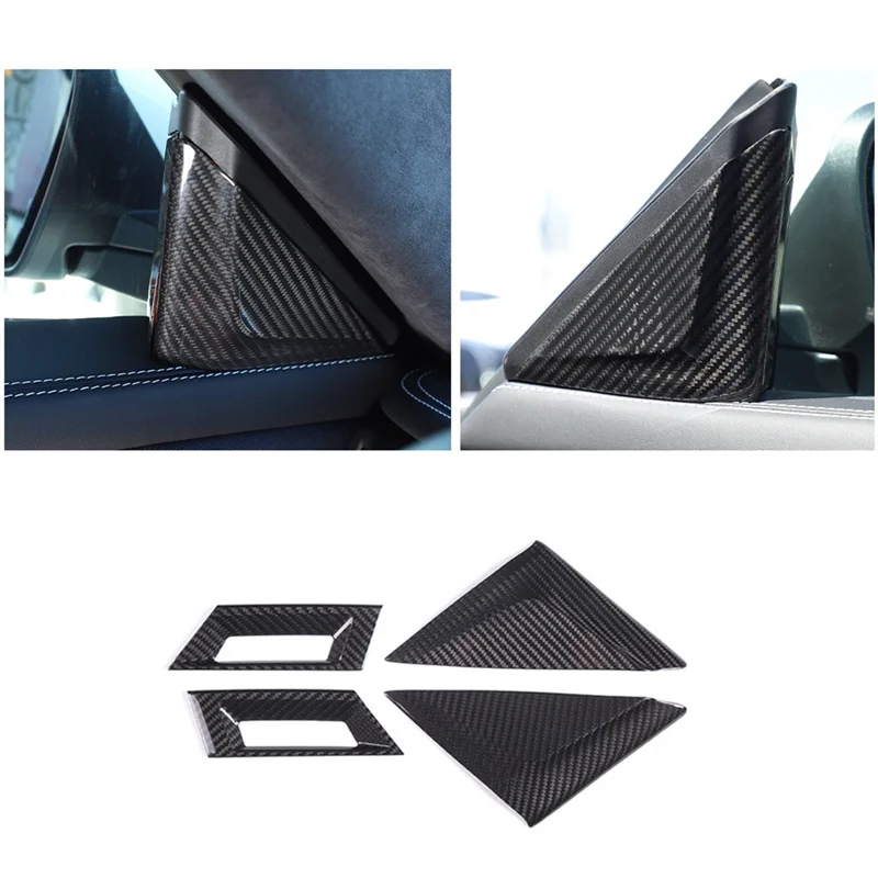 For Maserati Ghibli/Quattroporte 2014-2022 Carbon Fiber Car A-Pillar Horn Cover Trim Sticker Decorative Accessories