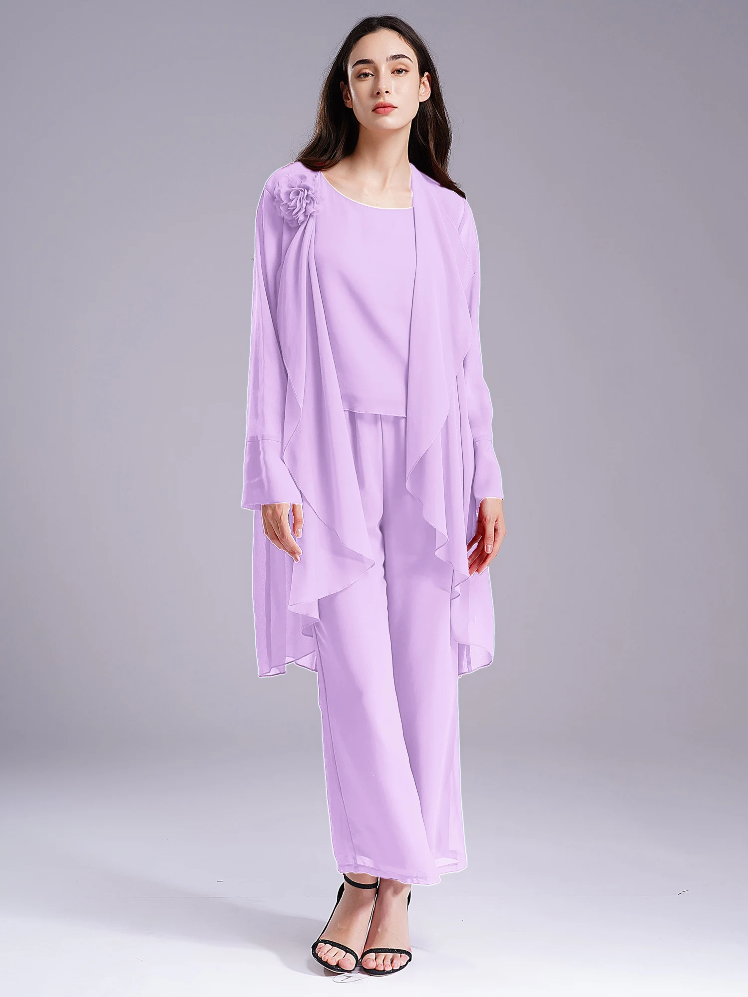 بدلة حفلات نسائية أنيقة شيفون 3 قطع فستان أم العروس الزي مأدبة التنقل حفل زفاف مجموعات الملابس النسائية