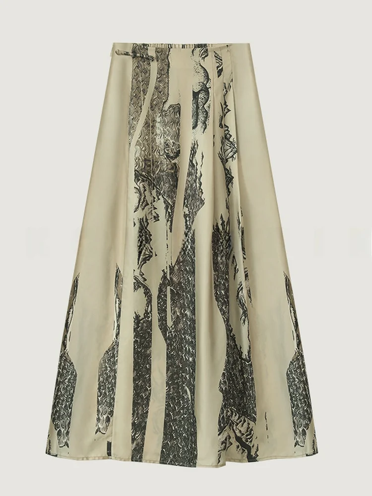 

High Waist Copper Ammonia Silk f Skirt Women's Faionable Wuui Print Skirt A-Line Skirt Breathable Skin-Friendly Daily ...