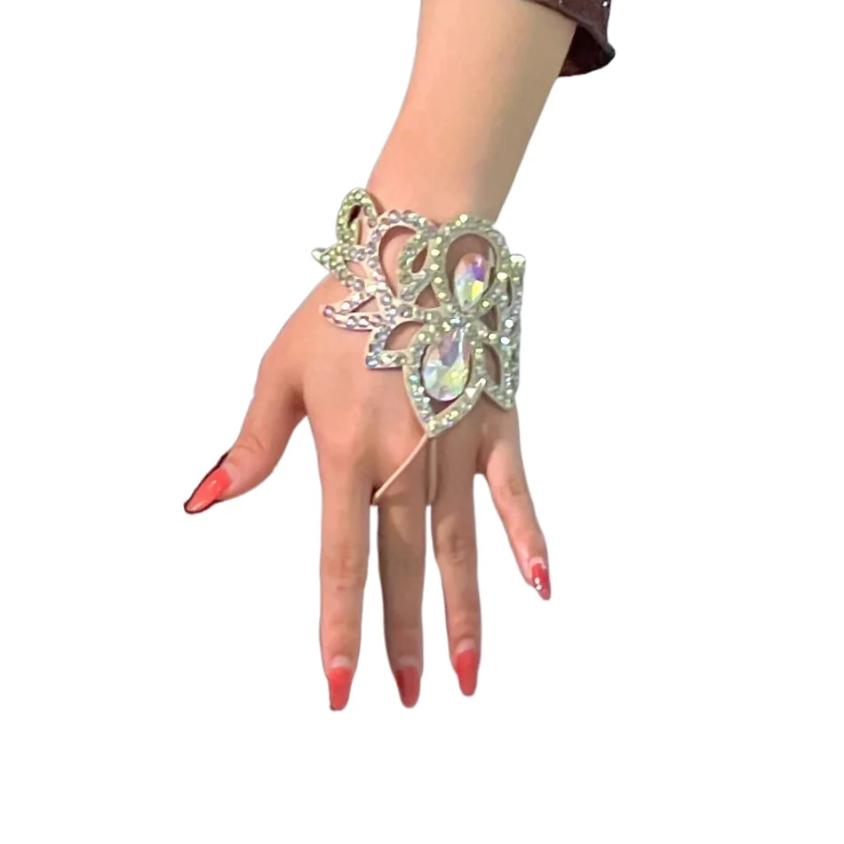 Sparkle Belly Dance Jewelry Handmade Rhinestone Bracelet Necklace Oriental Stage Performance Show Costume Accessory Shine Women