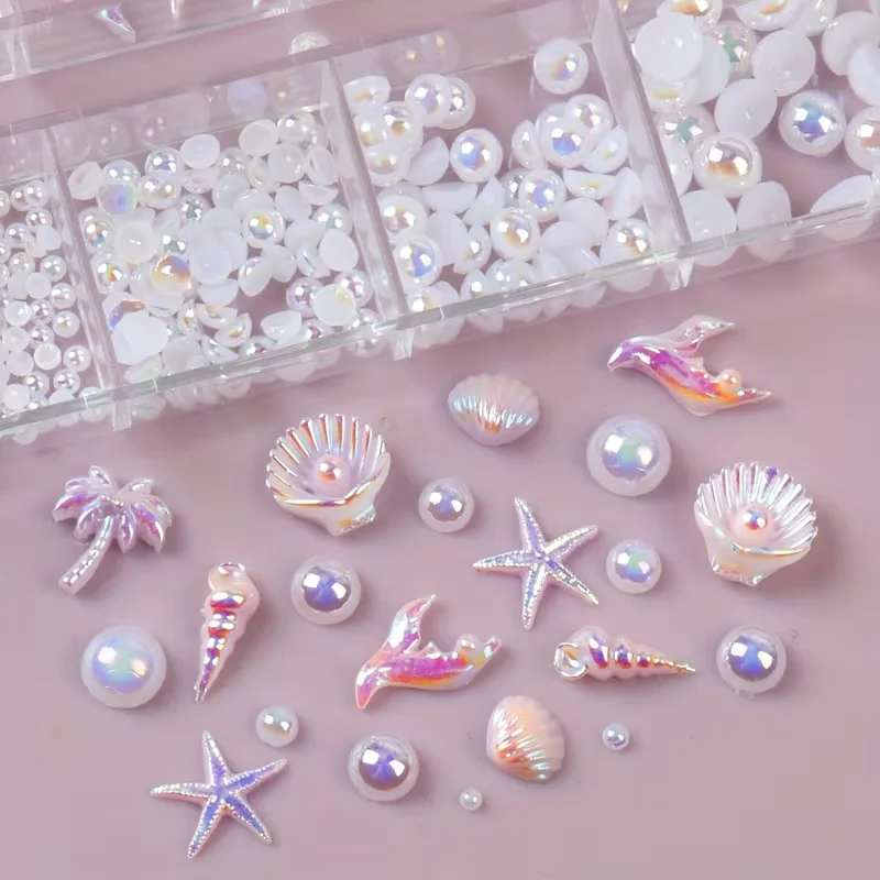 30 pieces of beach vacation style nail art accessories. Nail art pieces / 1.5 * 2 * 3 * 4 * 5 * 6 mm / AB color semi-circular pe