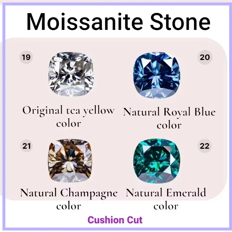 N Moissanite Stone Cushion Cut  VVS1 Combination Chain Charms Beads with Certificate for Advanced Jewelry Making Materials