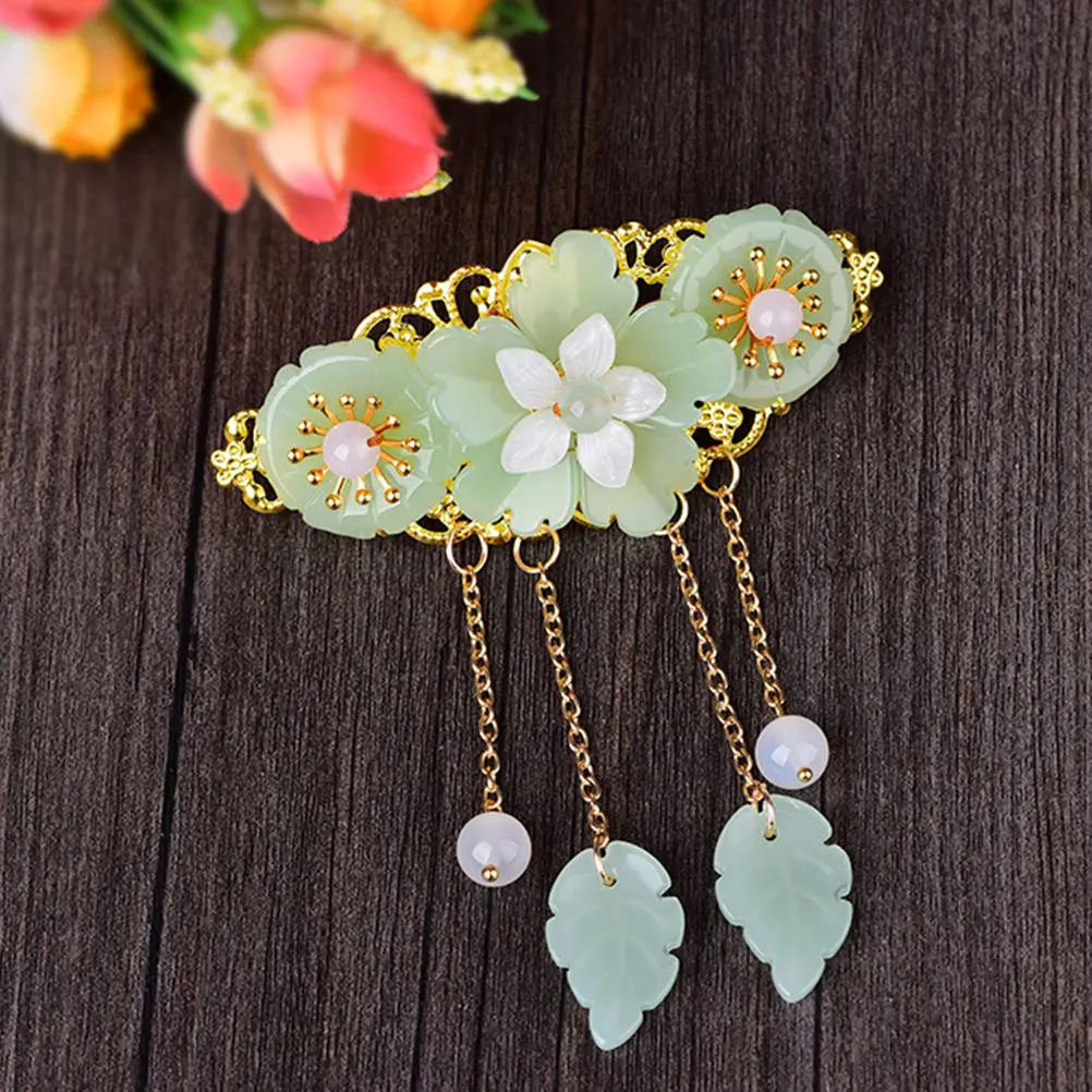 

1pc Glazed Flower Hair Clips Light Metal Barrettes Vintage Style Chinese Accessories Party Festival Daily Wear