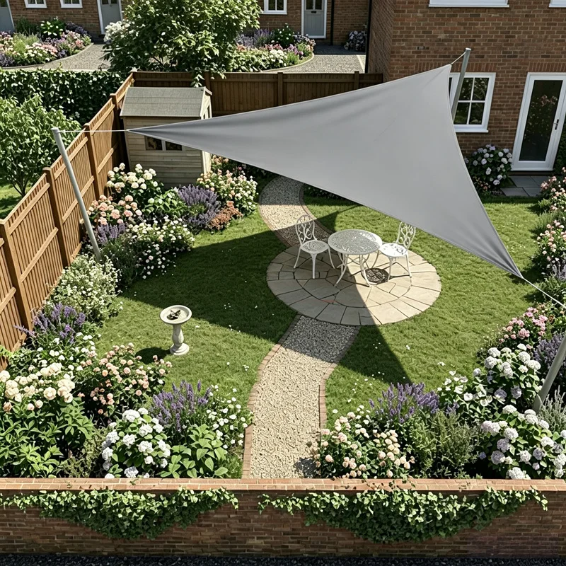 Heavy Duty UV Block Triangular Sun Shade Sail, Thick Wear-resistant Oxford Cloth with Metal Grommets for Patio Garden Outdoor