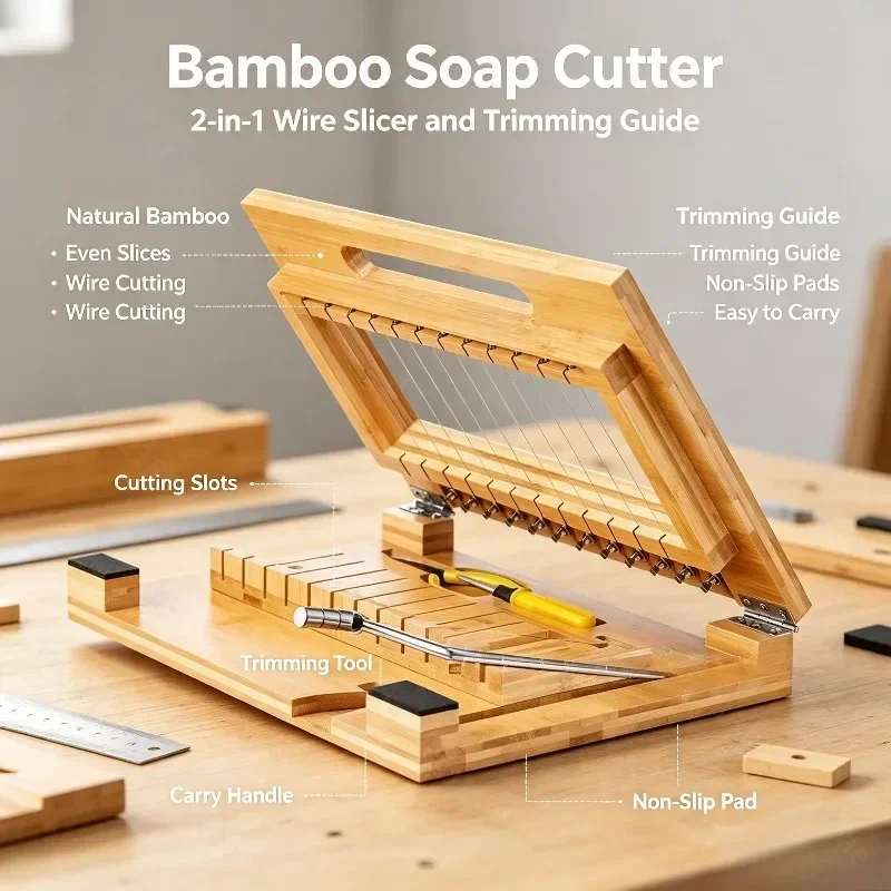 Bamboo Handmade Soap Slicer Dual Purpose Toast Cutter Natural Wooden DIY Household Kitchen Uniform Cutting Gadget