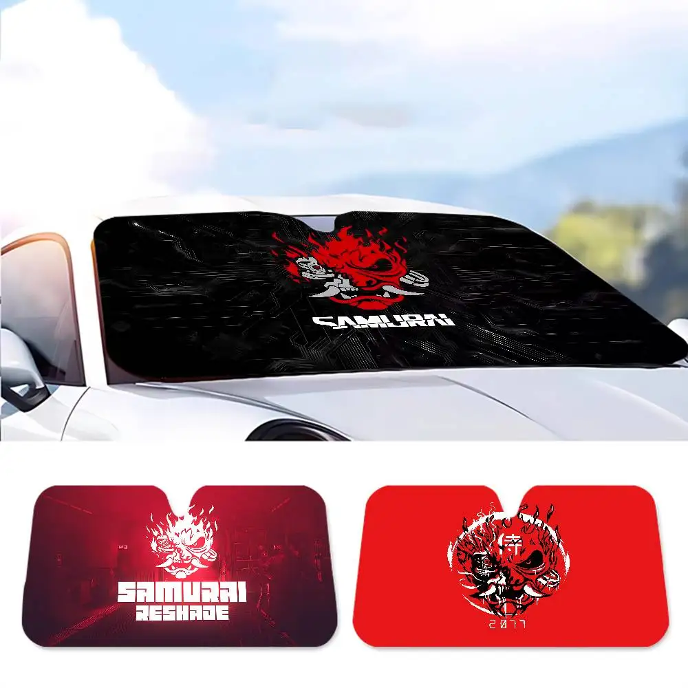 

C-Cyberpunk SamuraiS логотип лобовое стекло автомобиля солнцезащитный козырек складной автомобильный солнцезащитный козырек оконный УФ-отражатель автомобили держит автомобиль