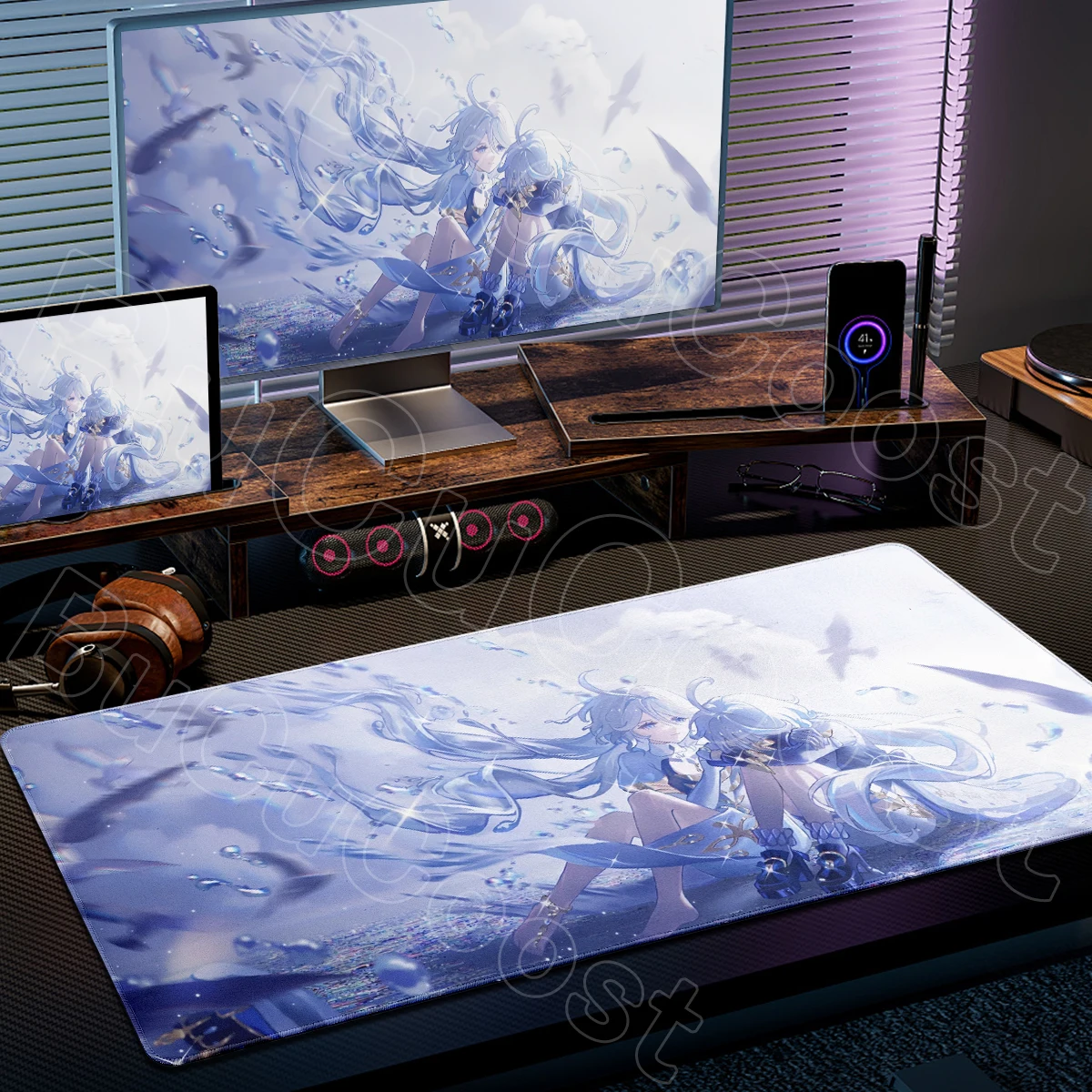 Edge Locked Thickened Laptop Gaming Desk Mat  Magic Mouse Pad Furina Anti Slip Rubber Genshin Impact‌ Hot Selling Item Exquisite